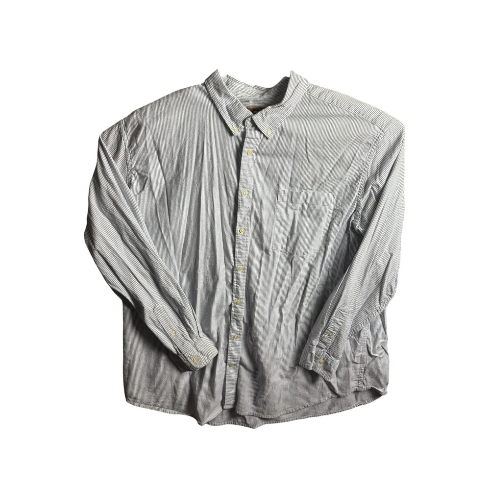 The Foundry Supply Co Button Down Shirt Mens 3XLT Blue White Striped‎ Oxford